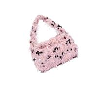 JSGHGDF Élégant sac à main à paillettes avec sangle amovible, petit sac à main carré doux et pelucheux, sac à bandoulière pratique en polyester, usage quotidien