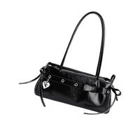 JSGHGDF Élégant sac à main sous les bras d'inspiration coréenne avec sangle confortable, sac à main en tissu PU souple, sac à bandoulière multifonction, élégant nœuds, sac à main sous les bras, Noir