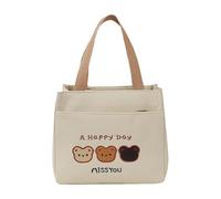 JSGHGDF Élégant sac en toile avec ours brodé, plusieurs poches, poignées ergonomiques, construction pratique, rangement facile, kaki