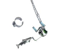 JSGHGDF Ensemble de bijoux pour pêcheurs à la ligne - Design réaliste - Accessoire d'activité de plein air - Souvenir significatif - Collier avec breloque en forme de poisson, taille unique, Comme