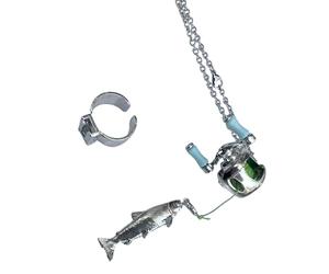 JSGHGDF Ensemble de bijoux pour pêcheurs à la ligne - Design réaliste - Accessoire d'activité de plein air - Souvenir significatif - Collier avec breloque en forme de poisson, taille unique, Comme