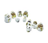 JSGHGDF Festives Crèche de Noël de dessin animé miniatures ensemble de figurines de décoration de la maison résines artisanat éclairage LED ornements de Noël dessins animés décorations de scène de