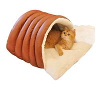 JSGHGDF Lit chaud à moitié fermé pour petits chiens et chats, coussin en coton PP avec housse en polyuréthane, abri pour intérieur et extérieur, utilisation hivernale, lit semi-ouvert pour chats
