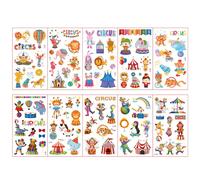 JSGHGDF Lot de 10 tatouages temporaires colorés pour enfants Motif troupe de cirque, medium, M