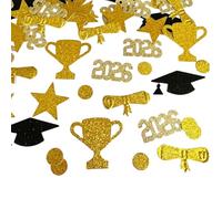JSGHGDF Lot de 100/200 confettis sur le thème de la remise de diplôme avec chapeau de l'année 2026, forme d'étoile et de diplôme pour célébration, événement, restes de papier en forme d'étoile