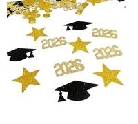 JSGHGDF Lot de 100/200 confettis sur le thème de la remise de diplôme avec chapeau de l'année 2026, forme d'étoile et de diplôme pour célébration, événement, restes de papier en forme d'étoile