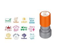 JSGHGDF Lot de 12 tampons de commentaires pour enseignant en anglais avec 12 phrases pour classer les élèves et enseignants