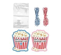 JSGHGDF Lot de 24/48 sacs à popcorn sur le thème de la journée spéciale avec marqueurs de 8 x 10 cm pour Saint-Valentin, accessoires de salle de t cadeaux pré-découpés