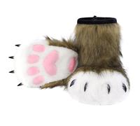 JSGHGDF Lot de 3 chaussons en fourrure de chien loup pour Noël, Halloween, cosplay, costume pour adultes, unisexe, accessoires de cosplay, chaussures en fourrure, chaussures pelucheuses pour pieds