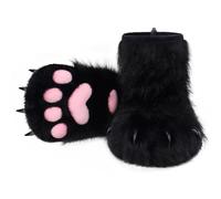 JSGHGDF Lot de 3 chaussons en fourrure de chien loup pour Noël, Halloween, cosplay, costume pour adultes, unisexe, accessoires de cosplay, chaussures en fourrure, chaussures pelucheuses pour pieds