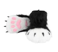JSGHGDF Lot de 3 chaussons en fourrure de chien loup pour Noël, Halloween, cosplay, costume pour adultes, unisexe, accessoires de cosplay, chaussures en fourrure, chaussures pelucheuses pour pieds