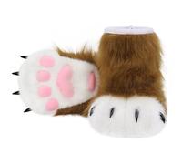 JSGHGDF Lot de 3 chaussons en fourrure de chien loup pour Noël, Halloween, cosplay, costume pour adultes, unisexe, accessoires de cosplay, chaussures en fourrure, chaussures pelucheuses pour pieds