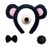 JSGHGDF Lot de 4 accessoires de déguisement pour Halloween avec serre-tête, nœud papillon, nez et queue de cheval pour carnaval