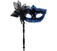 JSGHGDF Mascarade vénitienne avec bâton pour Halloween, bleu