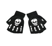 JSGHGDF Mitaines extensibles en tricot pour Halloween, sport, cyclisme, squelette phosphorescent, cosplay, Noir , A