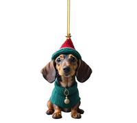 JSGHGDF Pendentif de Noël amusant en forme de teckel - Accessoire d'intérieur de voiture - Décoration d'arbre de Noël