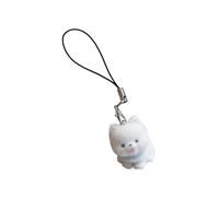 JSGHGDF Pendentif en résine légère en forme de chien floqué pour téléphone, clés, sac, décoration pour les amateurs d'animaux domestiques, décoration de chien en résine, Chiot assis à 4 côtés, taille