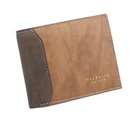 JSGHGDF Petit portefeuille en similicuir pour homme avec fermeture éclair et porte-cartes de couleur contrastée, marron clair