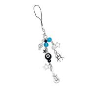 JSGHGDF Porte-clés élégant pour festival de musique, basse, guitare, étoile, chaîne de téléphone, porte-clés à la mode pour filles, sac à dos, breloque perlée, bleu, taille unique