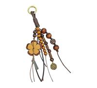 JSGHGDF Porte-clés en corde tressée à suspendre pour sac à main, accessoire de sac à dos, pendentif pour femme et homme, cadeau à suspendre, Fleurs brunes et jaunes
