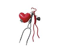 JSGHGDF Porte-clés en corde tressée avec pendentif en forme de cœur en peluche pour sac à main, sac à main, décoration à suspendre, Rouge