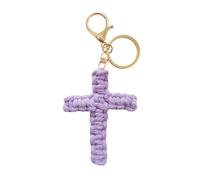 JSGHGDF Porte-clés Faith en forme de croix avec mousqueton fait main en coton pour homme et femme, D, taille unique