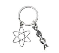 JSGHGDF Porte-clés molécule de biologie et chimie - Accessoire portable et élégant - Microscope ADN de médecin, b