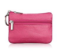 JSGHGDF Porte-monnaie à fermeture éclair en cuir véritable pour cartes bancaires et cartes bancaires - Organisateur de papier pour festival, anniversaire, accessoires de téléphone portable, rose rouge