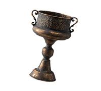 JSGHGDF Pots de fleurs en fer gaufré pour entrée avant, arrière-cour ou intérieur présentant des fleurs vertes artificielles élégantes sur piédestal