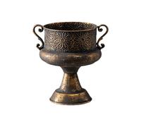 JSGHGDF Pots de fleurs en fer gaufré pour entrée avant, arrière-cour ou intérieur présentant des fleurs vertes artificielles élégantes sur piédestal