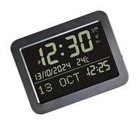 JSGHGDF Réveil de bureau portable en métal, grand écran LCD, fonction snooze, alarme, température, capteurs de température numériques carrés, opérations faciles, azan pour décoration de bureau à