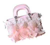 JSGHGDF Sac à bandoulière en dentelle à plumes avec sangle de chaîne réglable - Décoration florale - Intérieur spacieux pour le rangement quotidien des essentiels - Léger et pratique - En cuir