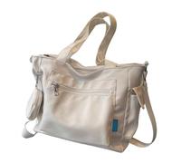 JSGHGDF Sac à bandoulière tendance avec intérieur spacieux, multi-poches, tissu Oxford, sac à bandoulière pour étudiant, blanc