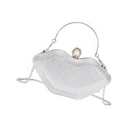 JSGHGDF Sac à main moderne à lèvres étincelantes avec plusieurs transports tendance en polyester fin, Argenté.