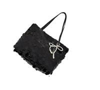 JSGHGDF Sac à main tendance à paillettes avec fermeture magnétique pour le shopping et la plage, Noir