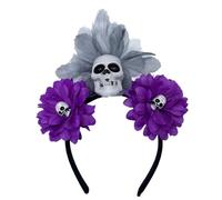 JSGHGDF Serre-tête en forme de fleur et de crâne pour femme - Pour Halloween - Pour prendre des photos