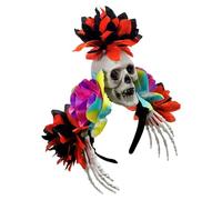 JSGHGDF Serre-tête en résine avec tête de mort et fleur - Accessoire de coiffure avec rembourrage doux pour Halloween et spectacles sur scène