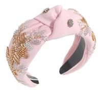 JSGHGDF Serre-tête noué pour femme avec perles et strass - Large - Turban - Pour laver le visage