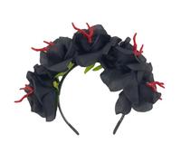 JSGHGDF Serre-tête tendance avec fleurs artificielles et tête de mort pour femme