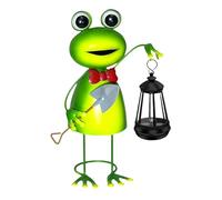 JSGHGDF Statues de grenouille de jardin décoration extérieure fer solaire statue extérieure statue de jardin LED décoration de jardin coupe-vent lampe ornements solaires décorations de jardin