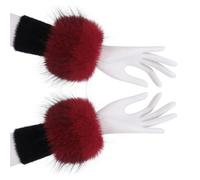 JSGHGDF Thermals Manchons de poignet élastiques pour l'hiver en extérieur et usage quotidien Unisexe, Bordeaux et noir, taille unique