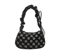 JSGHGDF Unique Plaids Sac à bandoulière multifonction Modes de transport Sac à main léger PU Sac à bandoulière pour le magasinage et les déplacements sous les bras pour femme, Carré noir.