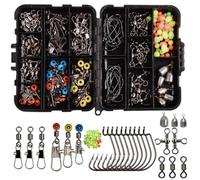 Jshanmei Coffret de pêche comprenant 160 accessoires de pêche : hameçons jigs, plombs poire, différents émerillons à agrafes, perles à agrafes, perles de pêche
