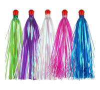 JSHANMEI Lot de 5 leurres de pêche à tête plombée en Mylar - Vert/Bleu/Violet/Rose/Blanc