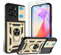 Jshru Coque de téléphone pour Honor X6b avec protecteur d'écran | Coque de protection d'appareil photo | Coque antichoc de qualité militaire | Coque avec anneau béquille pour Honor X6B, doré
