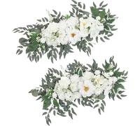 JSJHJZJ 2 PCS Wedding Arch Flowers, Dusty Rose Flower Garlands, Handcraft Artificial Rose Arch Flowers for Wedding Arch Sweetheart Table Ceremony Backdrop Decorations for Home(F)