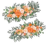 JSJHJZJ 2 PCS Wedding Arch Flowers, Dusty Rose Flower Garlands, Handcraft Artificial Rose Arch Flowers for Wedding Arch Sweetheart Table Ceremony Backdrop Decorations for Home(B)