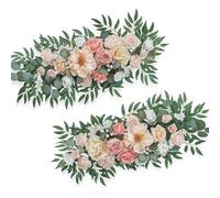 JSJHJZJ 2 PCS Wedding Arch Flowers, Dusty Rose Flower Garlands, Handcraft Artificial Rose Arch Flowers for Wedding Arch Sweetheart Table Ceremony Backdrop Decorations for Home(D)