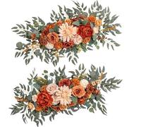 JSJHJZJ 2 PCS Wedding Arch Flowers, Dusty Rose Flower Garlands, Handcraft Artificial Rose Arch Flowers for Wedding Arch Sweetheart Table Ceremony Backdrop Decorations for Home(A)