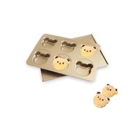 JSJMOFA Moule à muffins en forme d'ours, moule à muffins anglais à 6 cavités, moule à muffins anglais à côté droit avec couvercle, moule à madeleine antiadhésif, mini muffins pour décoration de gâteau